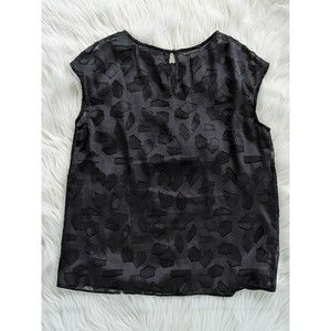 WORTHINGTON PETITE PS BLACK Boxy Sheer Top